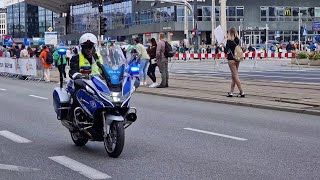 Warsaw Police escorting Warsaw Marathon Zabezpieczenia Maratonu warszawskiego przez WRD KSP [upl. by Harak]