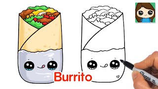 How to Draw a Burrito Easy  Cute Food Art [upl. by Anined421]