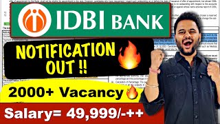 IDBI Assistant Manager 2023 notification  IDBI Bank recruitment 2023  IDBI Executive Notification [upl. by Trula404]