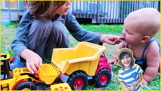 Toy Construction Trucks Harvest Wild Berries [upl. by Anallise690]