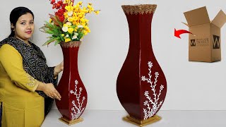 Paper Board flower vase  Corner Flower vase making with paper Board পেপার দিয়ে ফুলদানি [upl. by Yursa]