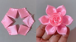 DIY How to make an adorable fabric rose flower in just few minutes  DIY Ribbon Flowers [upl. by Anear]