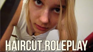 BINAURAL ASMR Haircut Roleplay scissors spritzing softly spoken brushing [upl. by Araccot27]