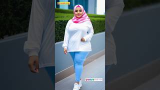 PlusSize Emirati Hijab Girl in Stylish TShirt and Leggings  AI Model Lookbook hijabi hijabers [upl. by Aynwad333]