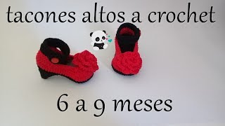 zapatos a crochet para bebe tacones altos  6 a 9 meses [upl. by Lela]