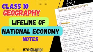 Lifelines of national economy notes class 10th CBSE  Geography chapter 7 handwritten notes class 10 [upl. by Animaj]