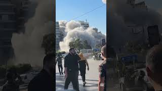 Footage shows the moment the Israeli army targets a residential area in the Lebanese capital [upl. by Greggory397]