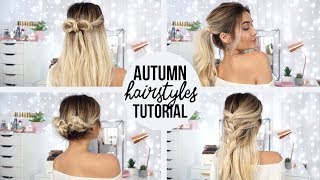 4 QUICK amp EASY HAIRSTYLES FOR AUTUMN [upl. by Deirdra]