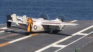 C2A Greyhound landing on USS John C Stennis HD [upl. by Aihsetal626]