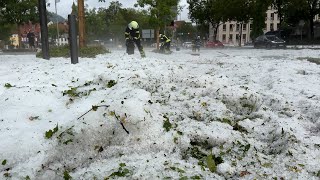 Hagelunwetter Reutlingen  Die Stadt versinkt im Hagel  Unwetter am 04 August 2023 [upl. by Lia]