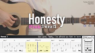 Honesty  Pink Sweat  Fingerstyle Guitar  TAB tutorial  Chords  Lyrics [upl. by Barbur565]