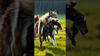 Hunter wolf vs horse fight for baby horse horselover wolf weakanimals pets motherslove foal [upl. by Eiliab834]