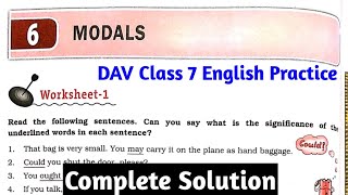 Modals Full Solution DAV Class 7 English Practice  Chapter 6 Modals Full Solution [upl. by Lundin]