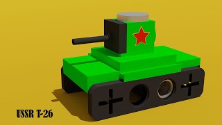 Lego T26 Soviet USSR WW2 Tank Mini Vehicles Tutorial Lego [upl. by Aidahs]