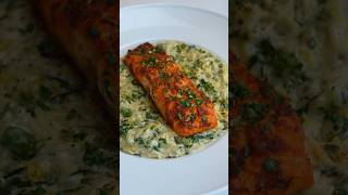 BroccoliSpinach Orzo with Baked Garlic Salmon [upl. by Ayle]