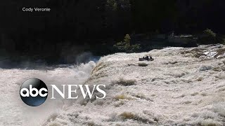 6 people rescued after raft tumbles over waterfall [upl. by Arvo]