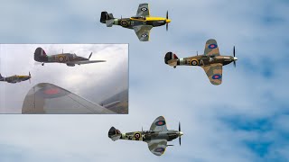 Spitfire Hurricane and Mustang Flying Formation  Pilots View [upl. by Peppel]