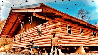 Man Builds HUGE Amazing LOG HOUSE From Crooked Trees in 9 months  Full Build TIMELAPSE [upl. by Yelrihs254]