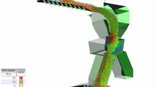 Jenike amp Johanson DEM analysis of transfer chute with hood and rockbox [upl. by Valenka677]