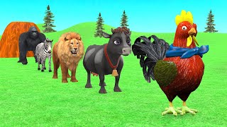 Long Slide Game With Elephant Gorilla Buffalo Hippopotamus Tiger  3d Animal Game  Wild Animals [upl. by Radek]