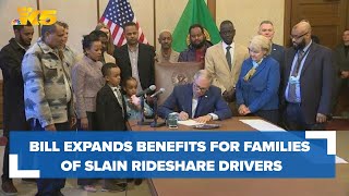 Gov Inslee signs bill expanding death benefits for families of slain rideshare drivers [upl. by Ressler]