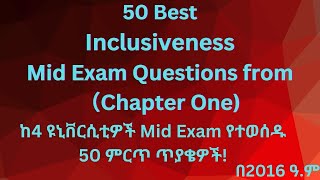 Inclusiveness Mid Exam Questions from Chapter One For All Freshman Students in Ethiopia [upl. by Bree]