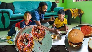 little chefs made chocolate donut amp burger  kids cooking  easy cooking mini vada [upl. by Daren]