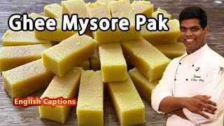 Ghee Mysore Pak Recipe In Tamil  Soft Mysore Pak  Diwali Sweet  CDK202  Chef Deenas Kitchen [upl. by Siaht974]