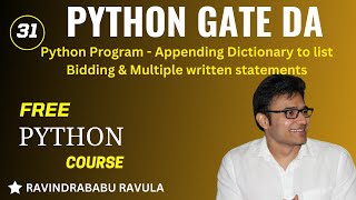 PYTHON  Python Programs  Appending Dictionary to list Bidding Multiple written statements  RBR [upl. by Nerret]