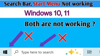 Search bar Not Working in Windows10 Start Menu not working windows 1011 Windows 10 Search box [upl. by Polik112]