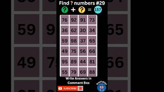 Find  numbers  29  Only a genius could find all the numbers  Hard Level addition [upl. by Kenwrick]