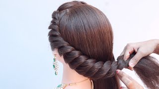 2 creative hairstyle for evening party  hairstyle for girls  new side ponytail  open hairstyle [upl. by Ettenowtna]