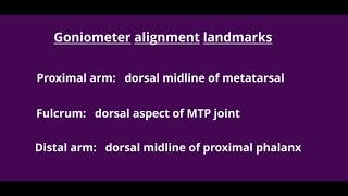 Range of Motion Measurement Toes Metatarsophalanageal MTP Extension [upl. by Ahseyd]