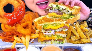 ASMR DOUBLE CHEESEBURGER ONION RINGS TEMPURA GREEN BEANS FRIES HABIT BURGER ASMR PHAN [upl. by Lanrev346]