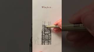 Gothic Cathedral Sketch shorts architecture sketch cathedral gothic drawing ely viral [upl. by Malkah]