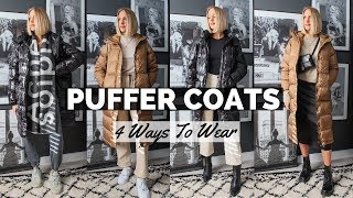 PUFFER JACKET WAYS TO WEAR  Long Puffa Coats from Missguided amp Everlane Aka sleeping bag coat [upl. by Adnalra]