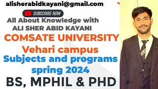 COMSATS UNIVERSITY VEHARI Campus Admission Spring 2024 and important datesvehari comsats hec [upl. by Fraya]