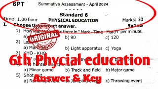 6th standard physical education annual exam original question paper 2024 [upl. by Aihsercal]