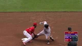 COLCIN Mesoraco catches LeMahieu stealing second [upl. by Pelagia831]