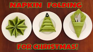 3 EASY WAY TECHNIQUES HOW TO FOLD NAPKIN FOR 🎄CHRISTMAS  NAPKIN FOLDING FOR CHRISTMAS [upl. by Sinnaiy]