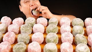 Ddeonggae ASMR rainbow chocolate mochi rice cake Mukbang bites only [upl. by Dadinirt566]