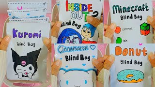 🌸Paper Diy🌸BLIND BAGS Opening Compilation KuromiMinecraftInside Out 2Cinnamoroll  ASMR [upl. by Ahsilem]