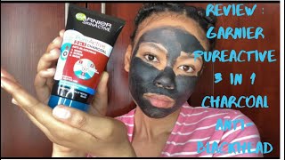 HONEST REVIEW OF GARNIER 3 in 1 Charcoal AntiBlackhead  South African YouTuber 🇿🇦 [upl. by Aicele58]