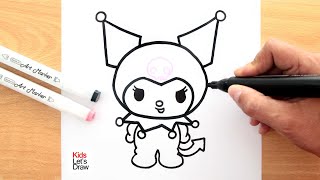 Cómo dibujar y pintar a KUROMI paso a paso usando marcadores [upl. by Lathe503]