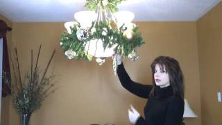 Video How To Decorate A Chandelier  Light Fixture For Christmas Part 2 [upl. by Akinohs930]