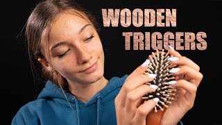 ASMR  WOODEN TRIGGERS for relaxing TAPPING and SCRATCHING sounds [upl. by Llesig]