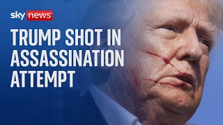 Moment Trump shot in apparent assassination attempt [upl. by Clare808]