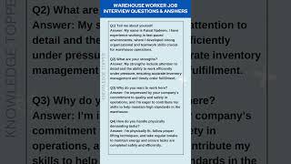 Most Common Warehouse Worker Interview Questions and Answer [upl. by Sirroned]