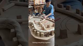 Making a wooden rocking chairtechnique worldwide art ideas Amazing craft drawing chair [upl. by Anaihr]