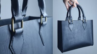 Making a HANDMADE Leather Handbag  FREE PATTERN  Luxury Leather Bag  Leather Craft [upl. by Damian]